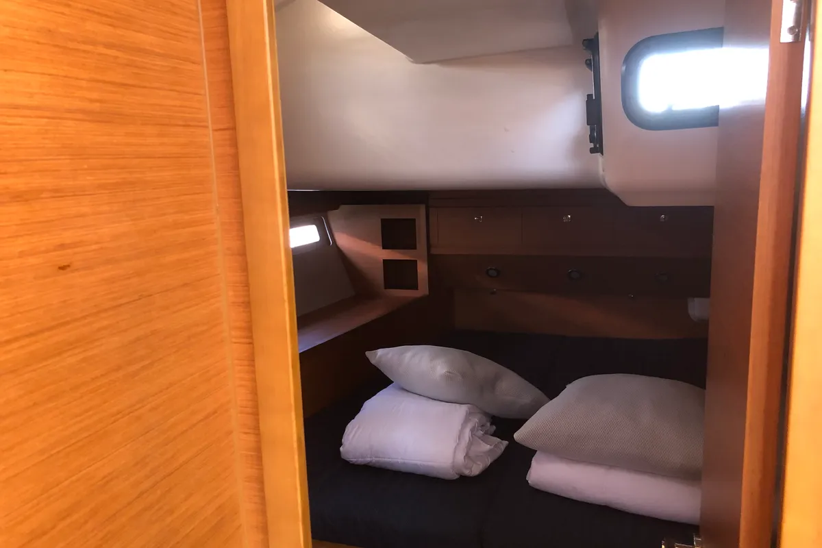 Cabin on Silente, a Dufour 56 Exclusive sailboat at Olbia, Italy