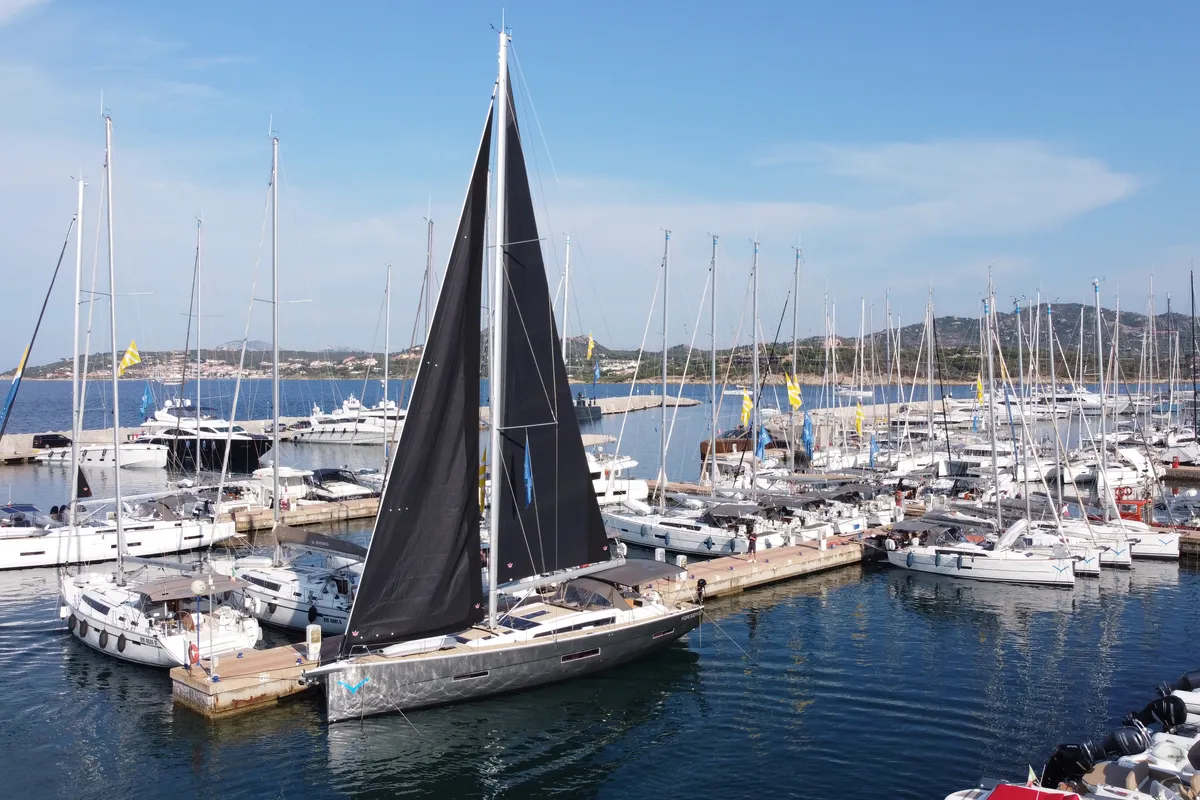 Cabin on Silente, a Dufour 56 Exclusive sailboat at Olbia, Italy