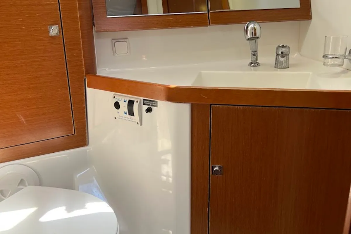 Head on Beautiful Love, a Beneteau Oceanis 45 sailboat at Kontokali, Greece