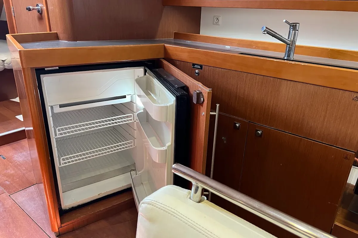 Galley of Beautiful Love, a Beneteau Oceanis 45 sailboat at Kontokali, Greece
