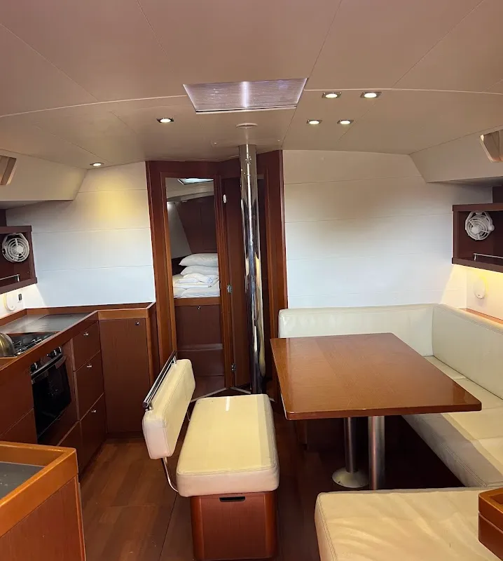 Salon of Beautiful Love, a Beneteau Oceanis 45 sailboat at Kontokali, Greece