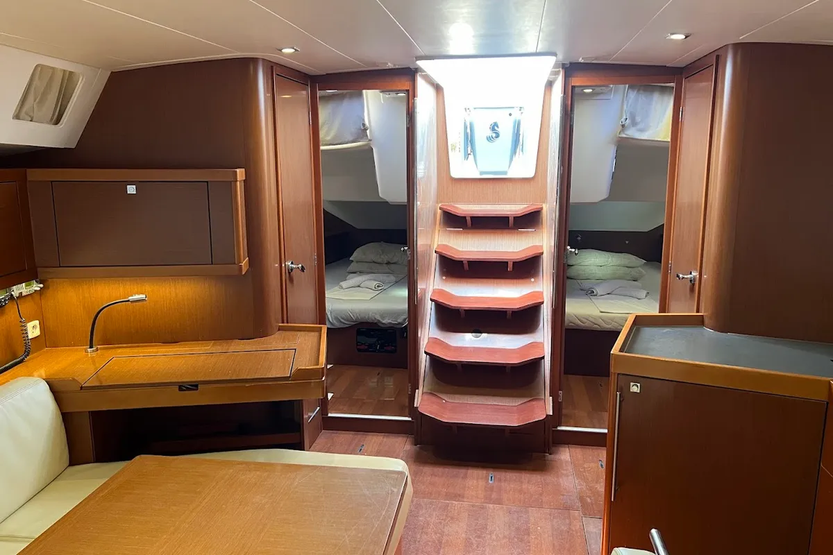 Cabin on Beautiful Love, a Beneteau Oceanis 45 sailboat at Kontokali, Greece