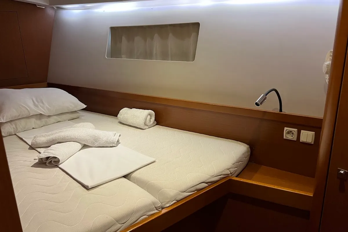 Cabin on Beautiful Love, a Beneteau Oceanis 45 sailboat at Kontokali, Greece
