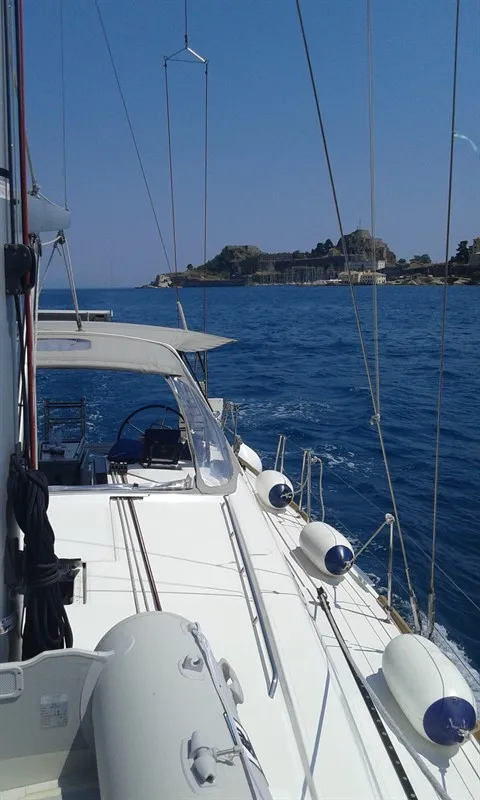 Exterior view of Beautiful Love, a Beneteau Oceanis 45 sailboat at Kontokali, Greece