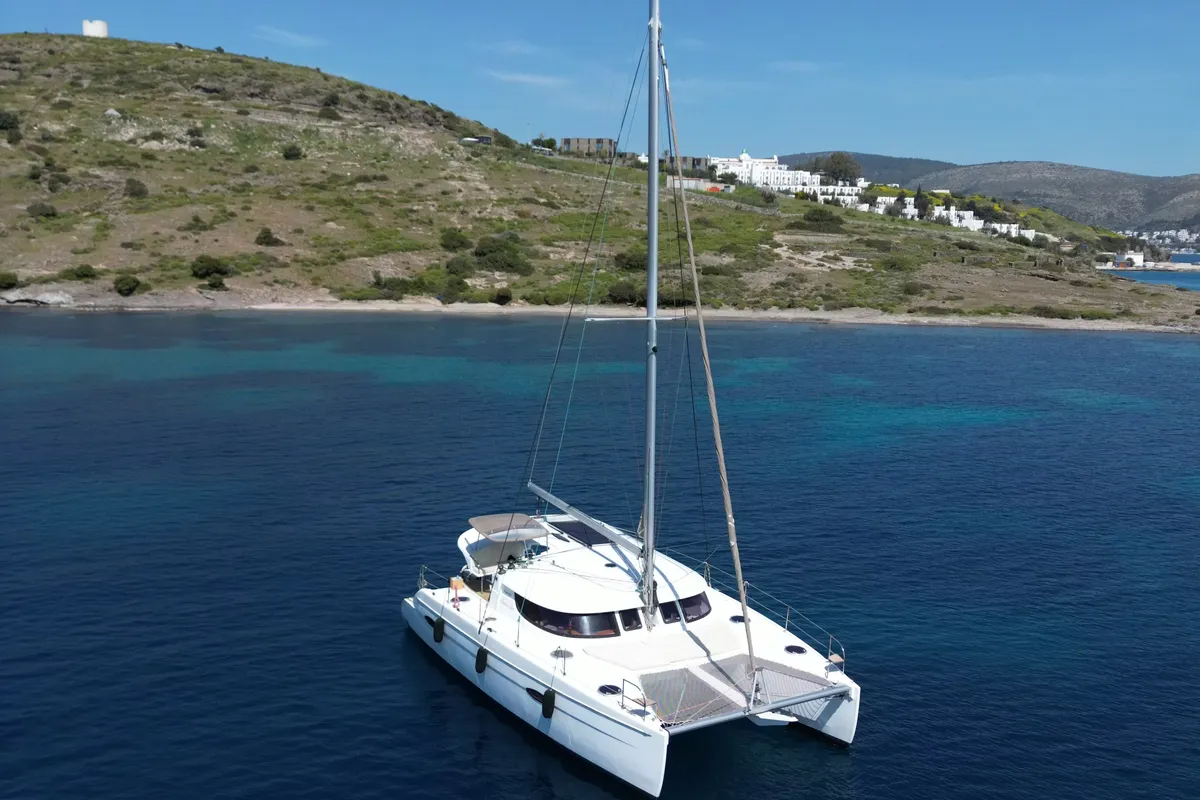 Romeo and Juliet, a Fountaine Pajot Lipari 41 catamaran at Bodrum, Turkey