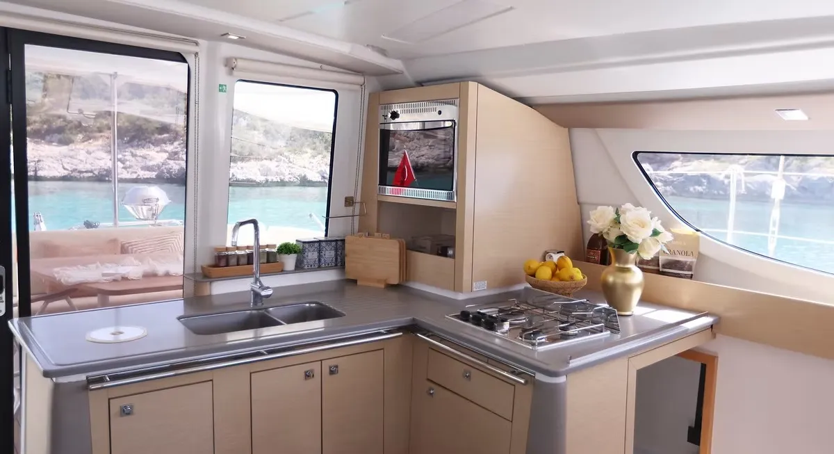 Romeo and Juliet, a Fountaine Pajot Lipari 41 catamaran at Bodrum, Turkey