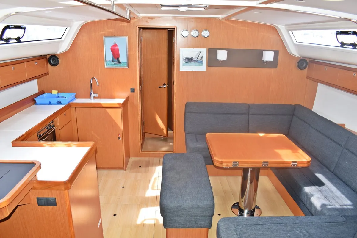 Salon of Podkamenica, a Bavaria Cruiser 51 sailboat at Grad Kaštela, Croatia
