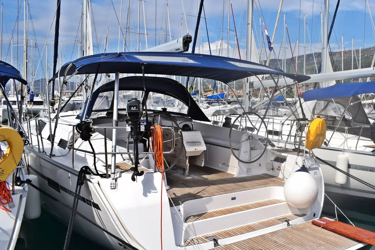 Exterior view of Podkamenica, a Bavaria Cruiser 51 sailboat at Grad Kaštela, Croatia