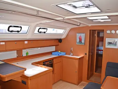 Galley of Podkamenica, a Bavaria Cruiser 51 sailboat at Grad Kaštela, Croatia