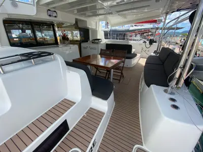 Deck of Dare 1, a Lagoon 46 catamaran at Alameda, United States