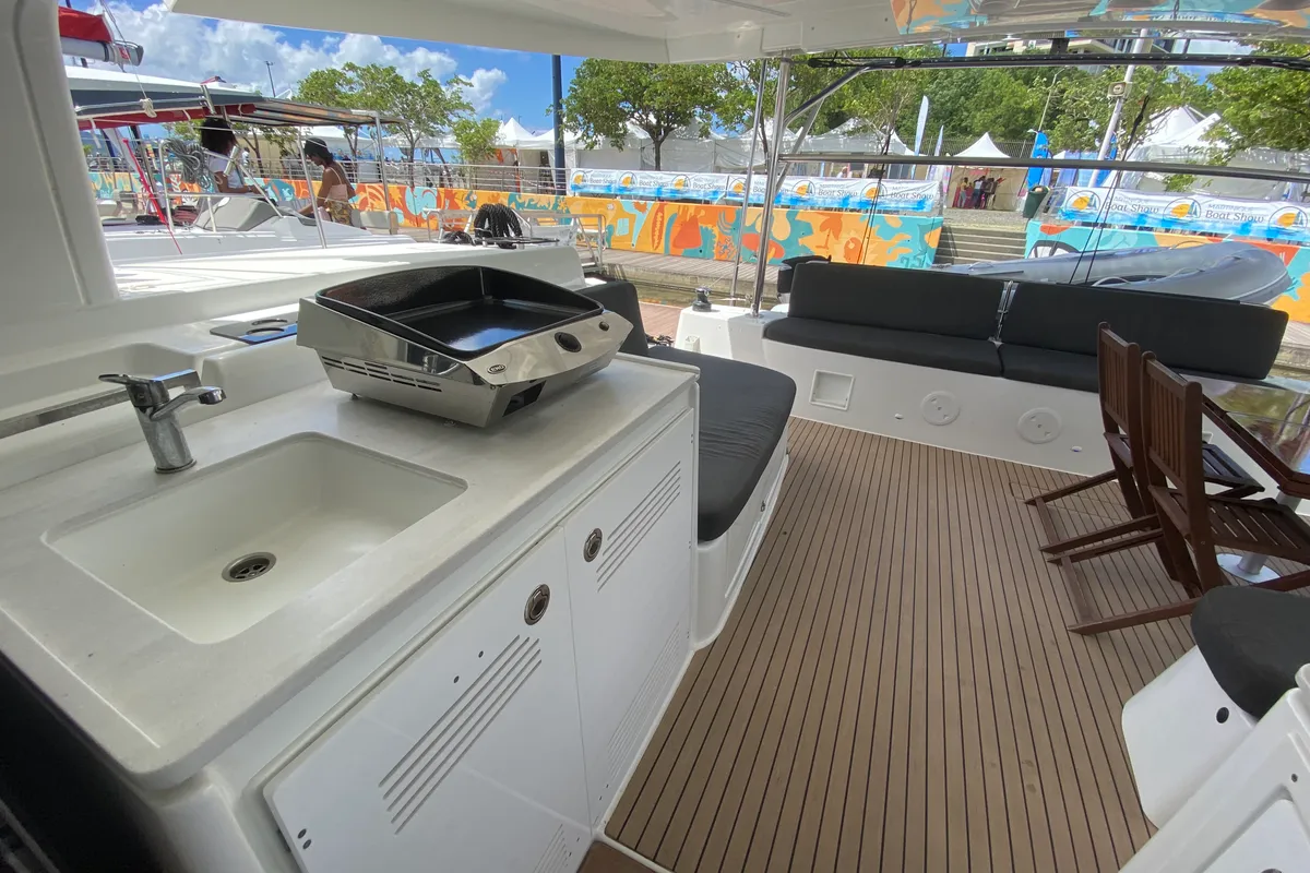 Deck of Dare 1, a Lagoon 46 catamaran at Alameda, United States