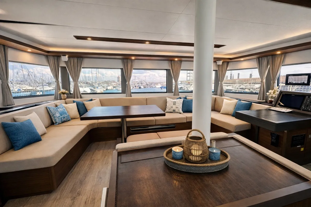 Salon of Titti, a Lagoon 50 catamaran at Nettuno, Italy