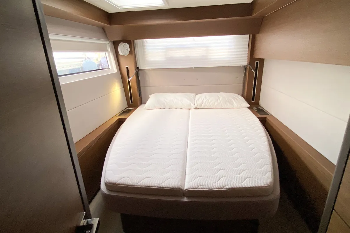 Cabin on Titti, a Lagoon 50 catamaran at Nettuno, Italy
