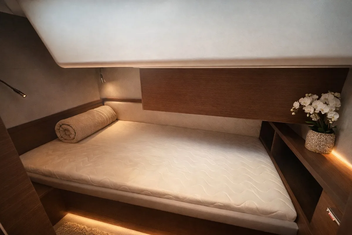 Cabin on Titti, a Lagoon 50 catamaran at Nettuno, Italy