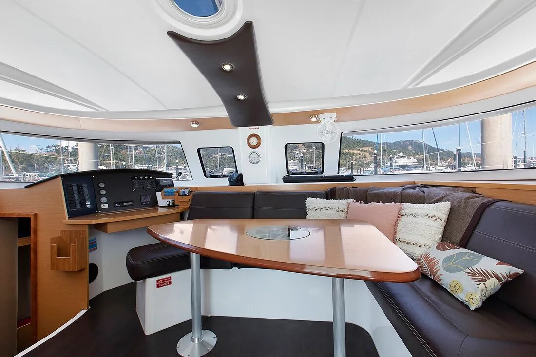 Salon of My Way, a Fountaine Pajot Lipari 41 catamaran at Kaş, Turkey