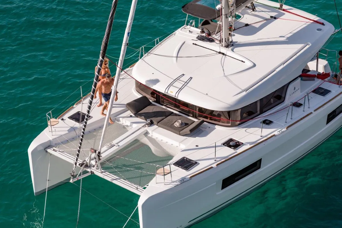 Exterior view of Wave elli, a Lagoon 40 catamaran at Grad Trogir, Croatia
