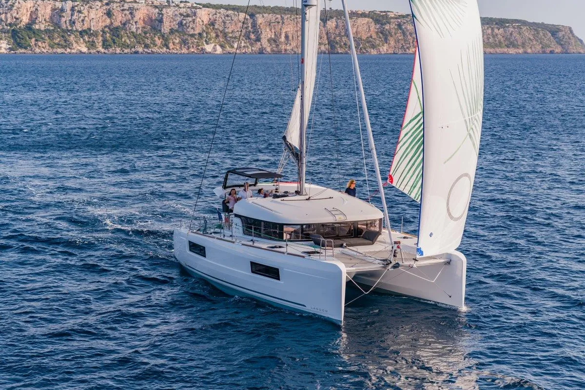 Exterior view of Wave elli, a Lagoon 40 catamaran at Grad Trogir, Croatia