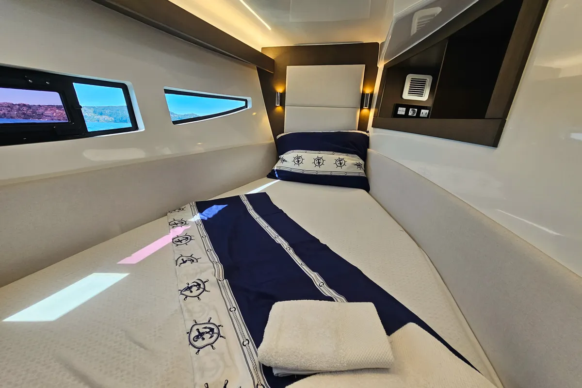 Cabin on Lastovo, a Tesoro T38 Power Cat catamaran at Seget Donji, Croatia