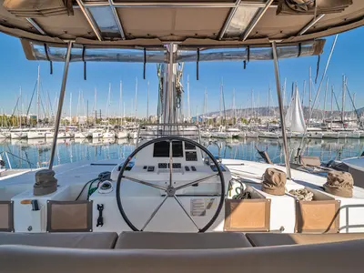 Cockpit of Spiros (ONLY SKIPPERED), a Lagoon 50 catamaran at Athens, Greece
