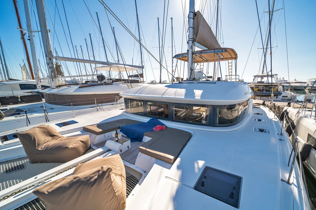 Deck of Spiros (ONLY SKIPPERED), a Lagoon 50 catamaran at Athens, Greece