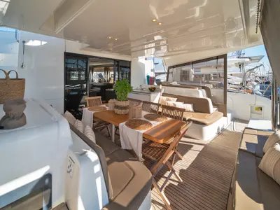 Deck of Spiros (ONLY SKIPPERED), a Lagoon 50 catamaran at Athens, Greece