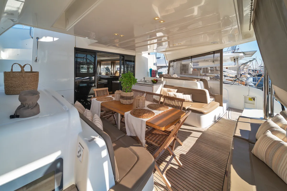 Deck of Spiros (ONLY SKIPPERED), a Lagoon 50 catamaran at Athens, Greece
