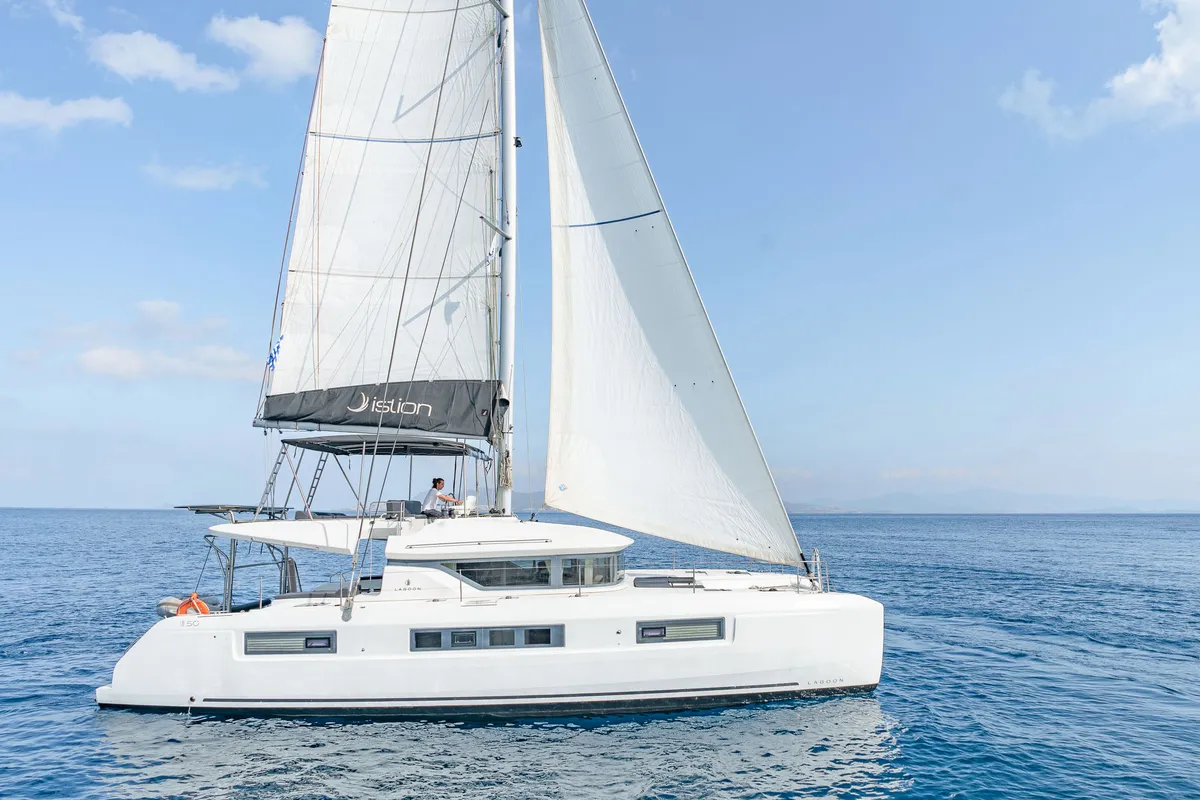 Exterior view of Spiros (ONLY SKIPPERED), a Lagoon 50 catamaran at Athens, Greece