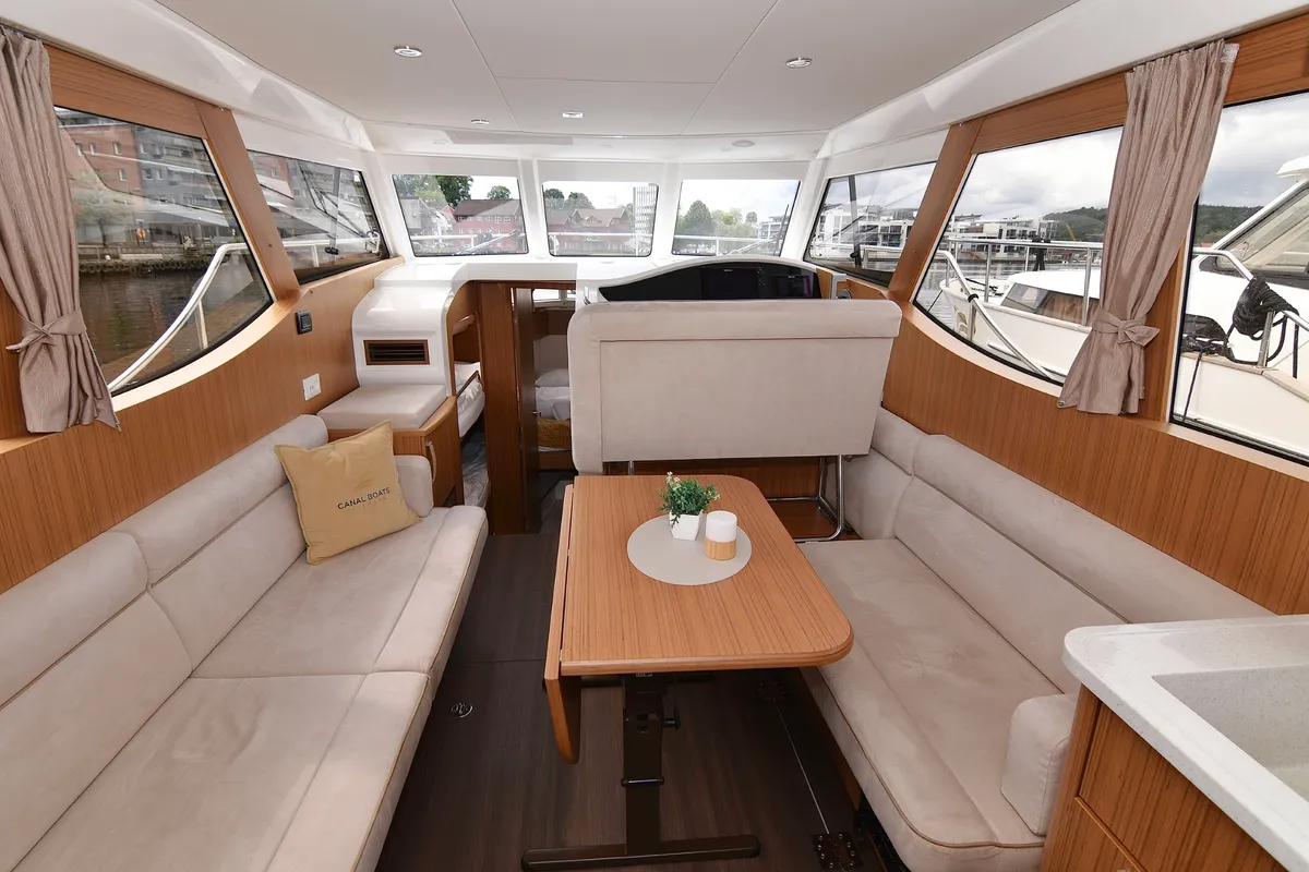 Salon of Kragero, a Greenline 33 motor yacht at Porsgrunn, Norway