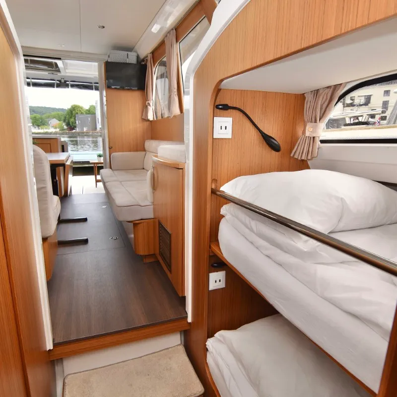 Cabin on Kragero, a Greenline 33 motor yacht at Porsgrunn, Norway
