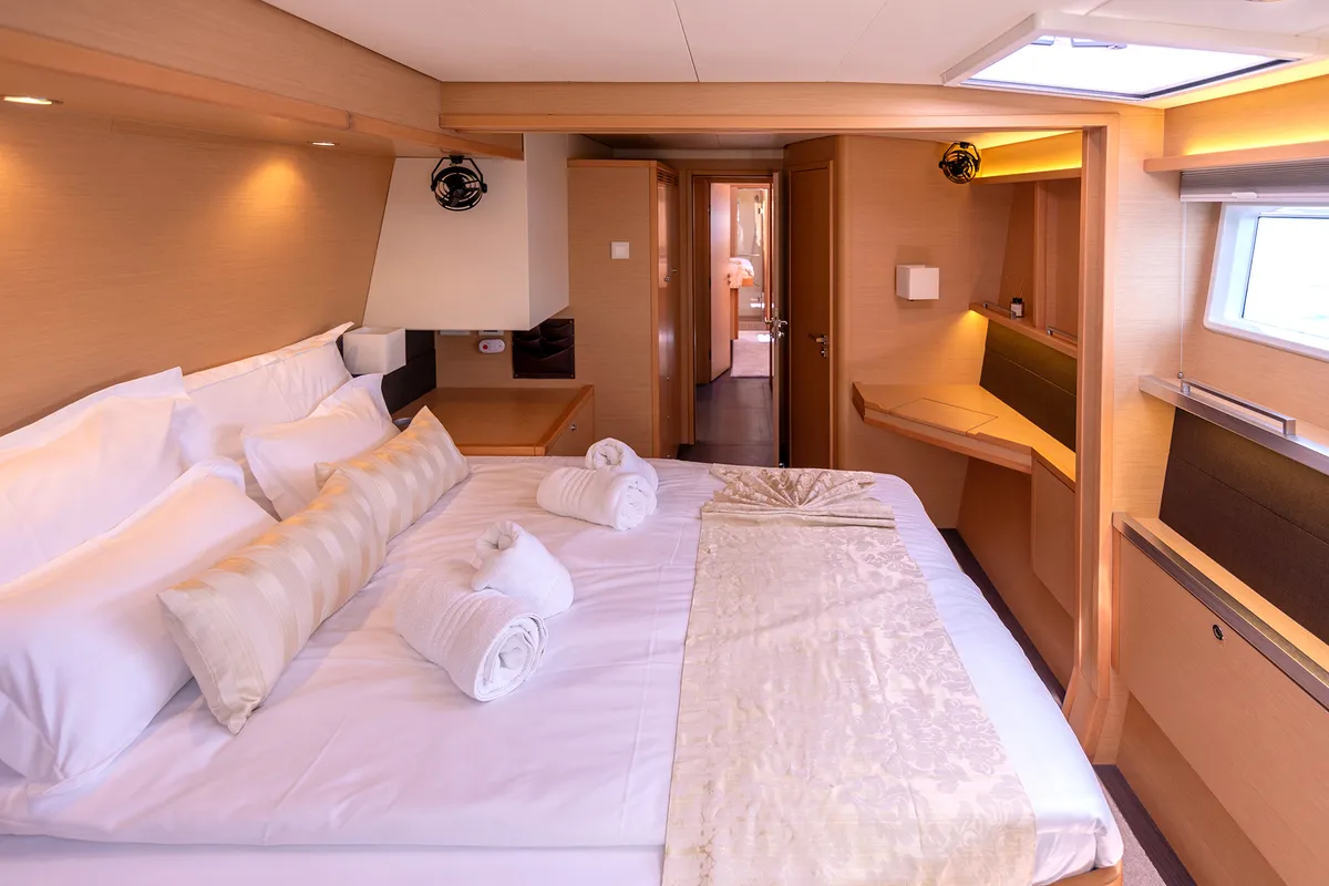 Cabin on Topaz, a Lagoon 560 catamaran at Split, Croatia