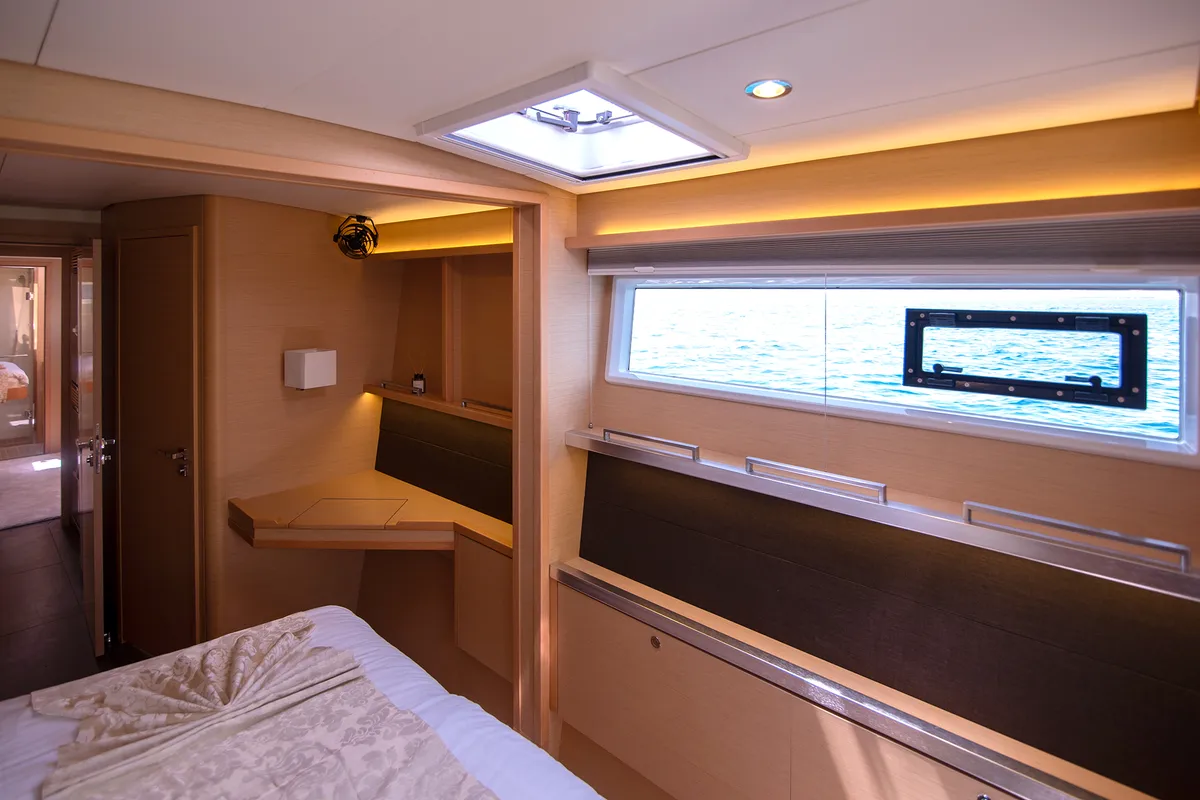 Cabin on Topaz, a Lagoon 560 catamaran at Split, Croatia