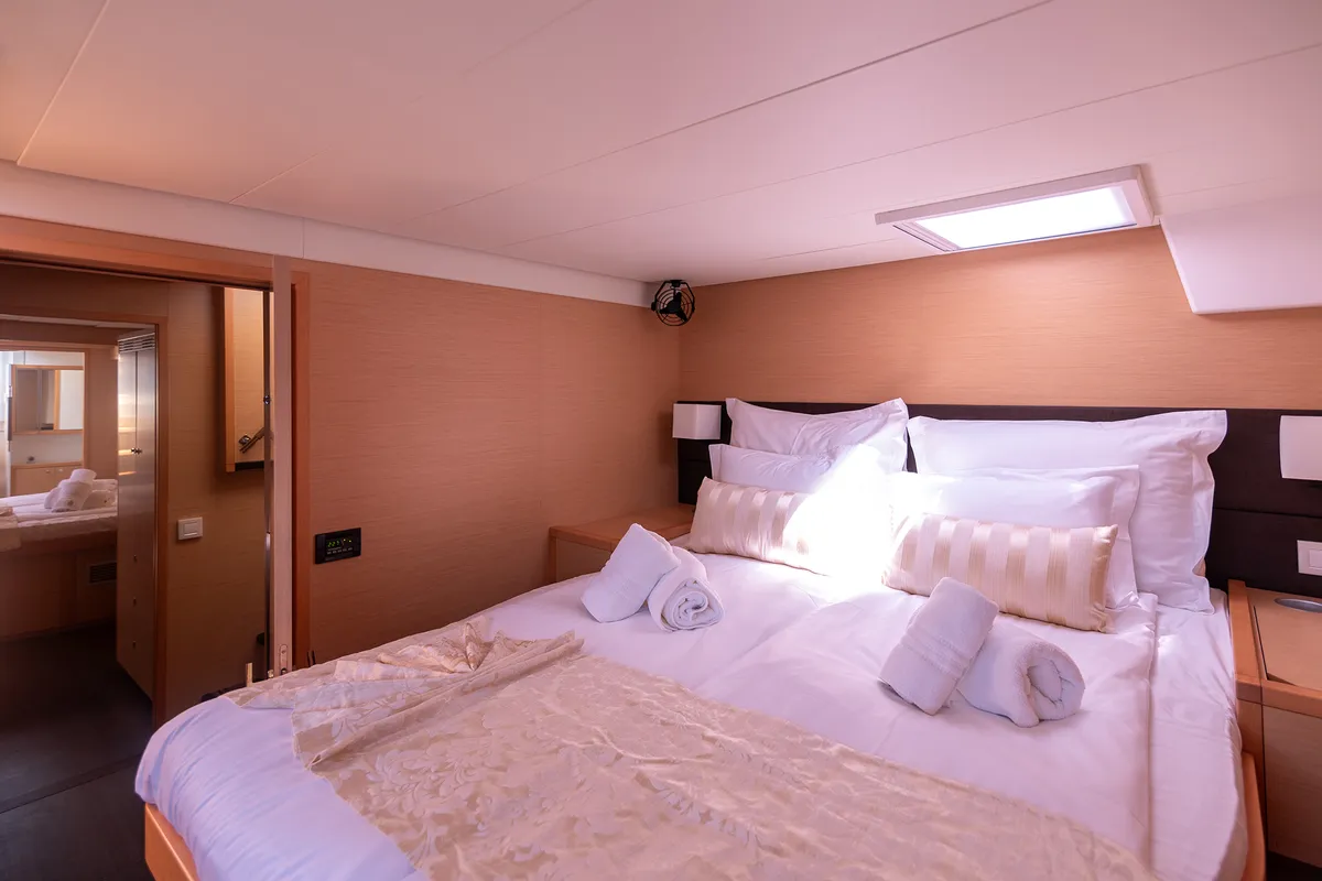 Cabin on Topaz, a Lagoon 560 catamaran at Split, Croatia