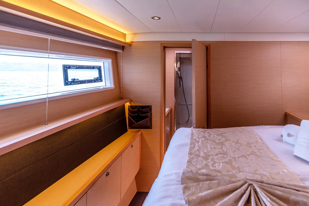 Cabin on Topaz, a Lagoon 560 catamaran at Split, Croatia