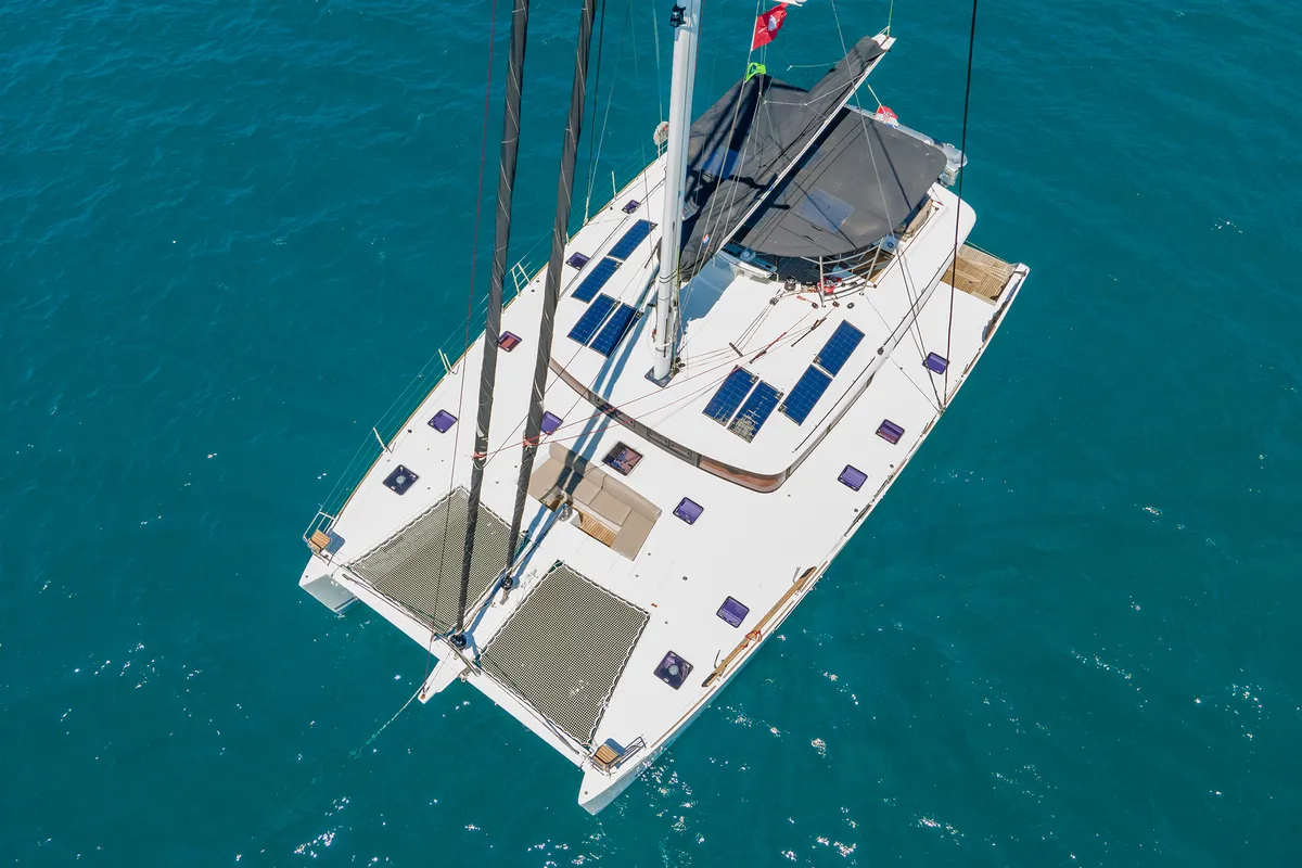 Deck of Topaz, a Lagoon 560 catamaran at Split, Croatia