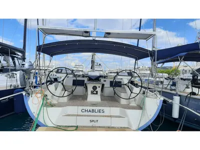 Cockpit of CHABLIES, a D&D Kufner 54 sailboat at Grad Trogir, Croatia