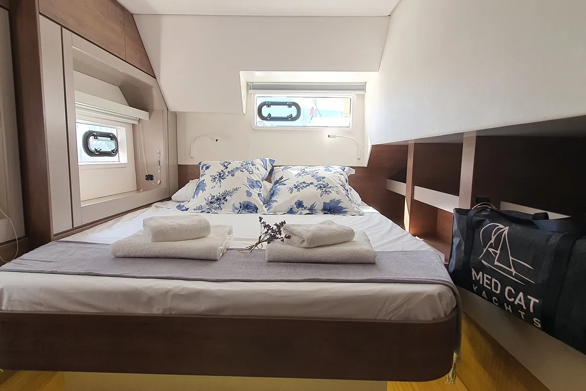 Cabin on AMAZIGH, a Bali 4.6 catamaran at Sitges, Spain