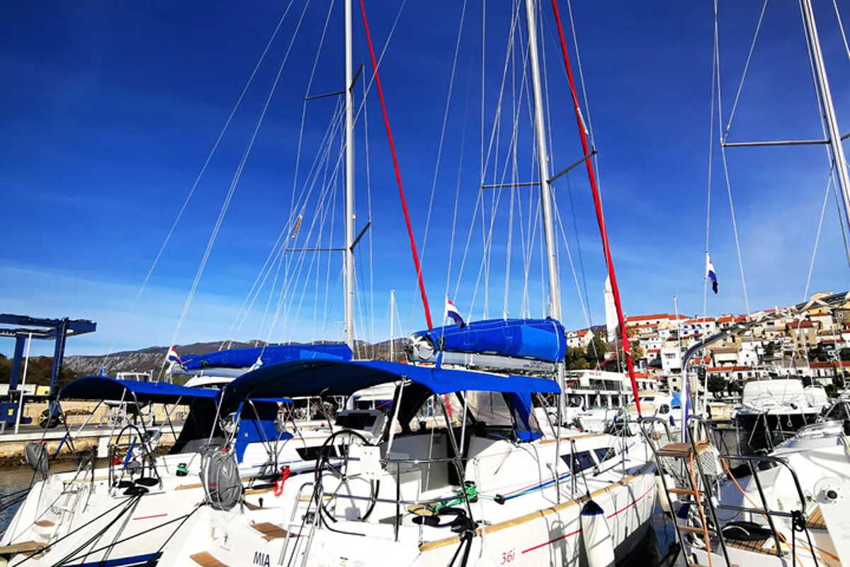 Exterior view of Mia, a Jeanneau Sun Odyssey 36i sailboat at Novi Vinodolski, Croatia