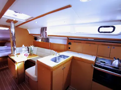 Galley of Mia, a Jeanneau Sun Odyssey 36i sailboat at Novi Vinodolski, Croatia