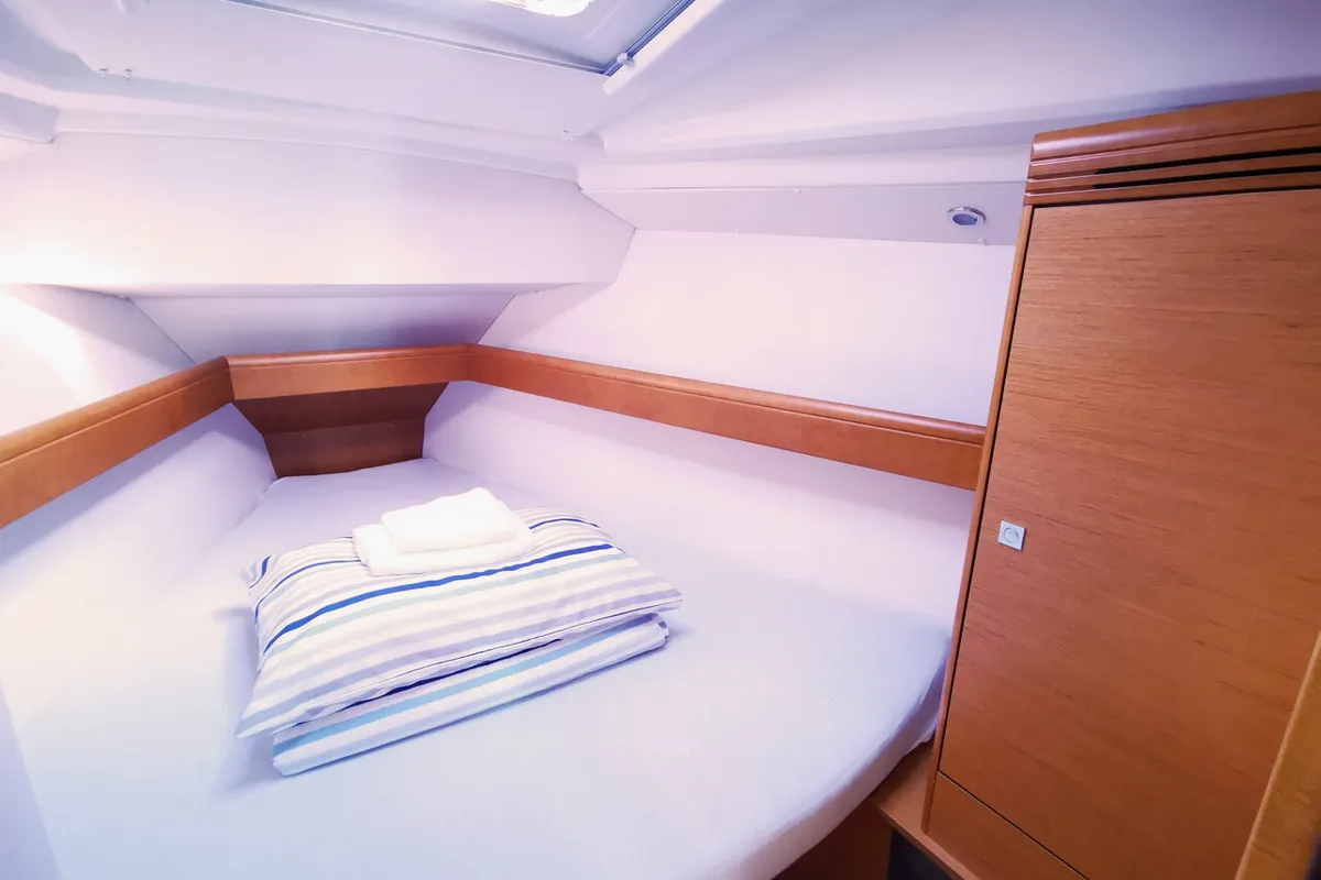 Cabin on Mia, a Jeanneau Sun Odyssey 36i sailboat at Novi Vinodolski, Croatia