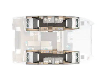 Floor plan of Alma - Premium line, a Lagoon 43 catamaran at Salerno, Italy