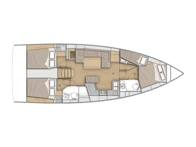 Floor plan of Madelon, a Beneteau Oceanis 40.1 sailboat at Alameda, United States