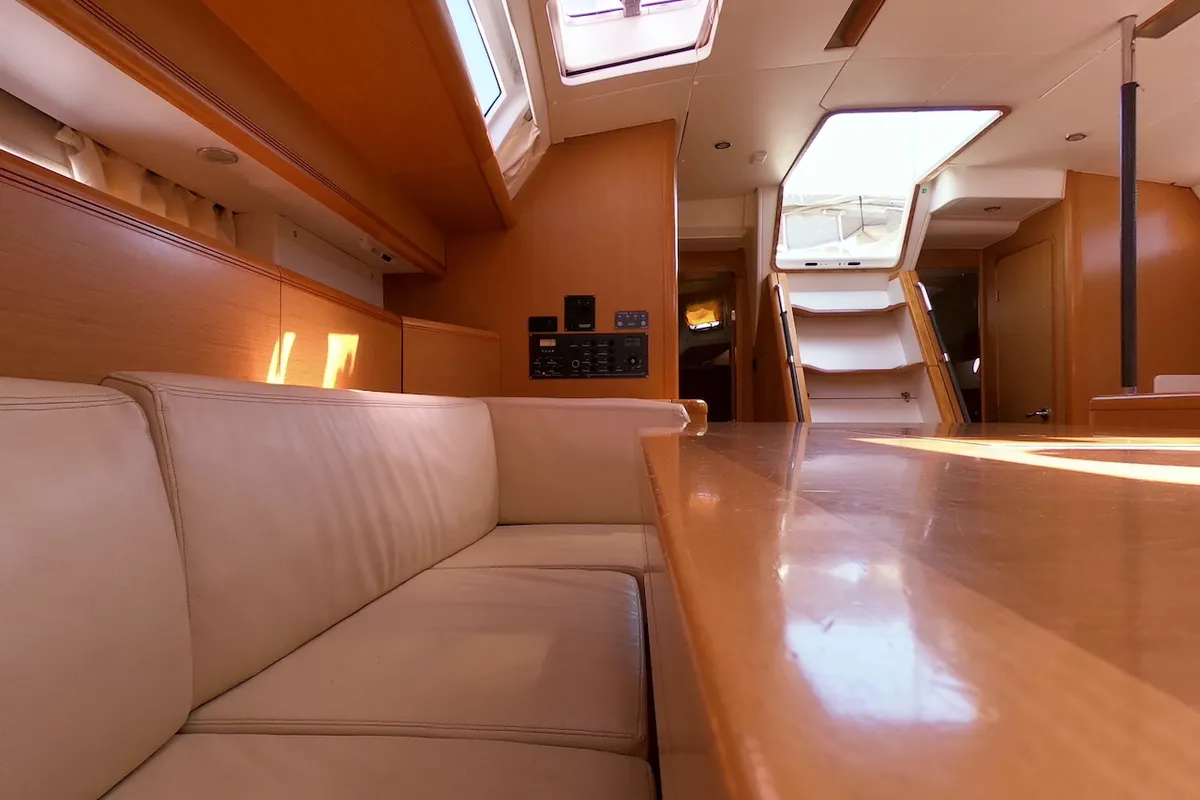 Salon of Anita, a Jeanneau 53 sailboat at Olbia, Italy