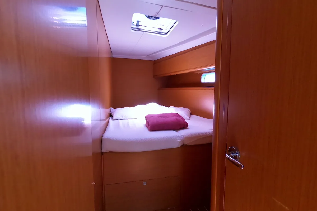 Cabin on Anita, a Jeanneau 53 sailboat at Olbia, Italy