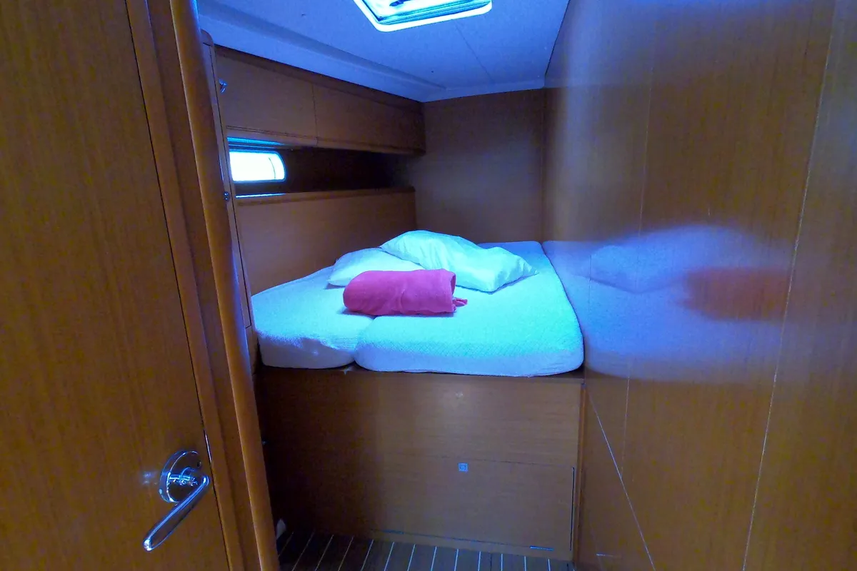 Cabin on Anita, a Jeanneau 53 sailboat at Olbia, Italy