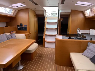 Salon of Anita, a Jeanneau 53 sailboat at Olbia, Italy
