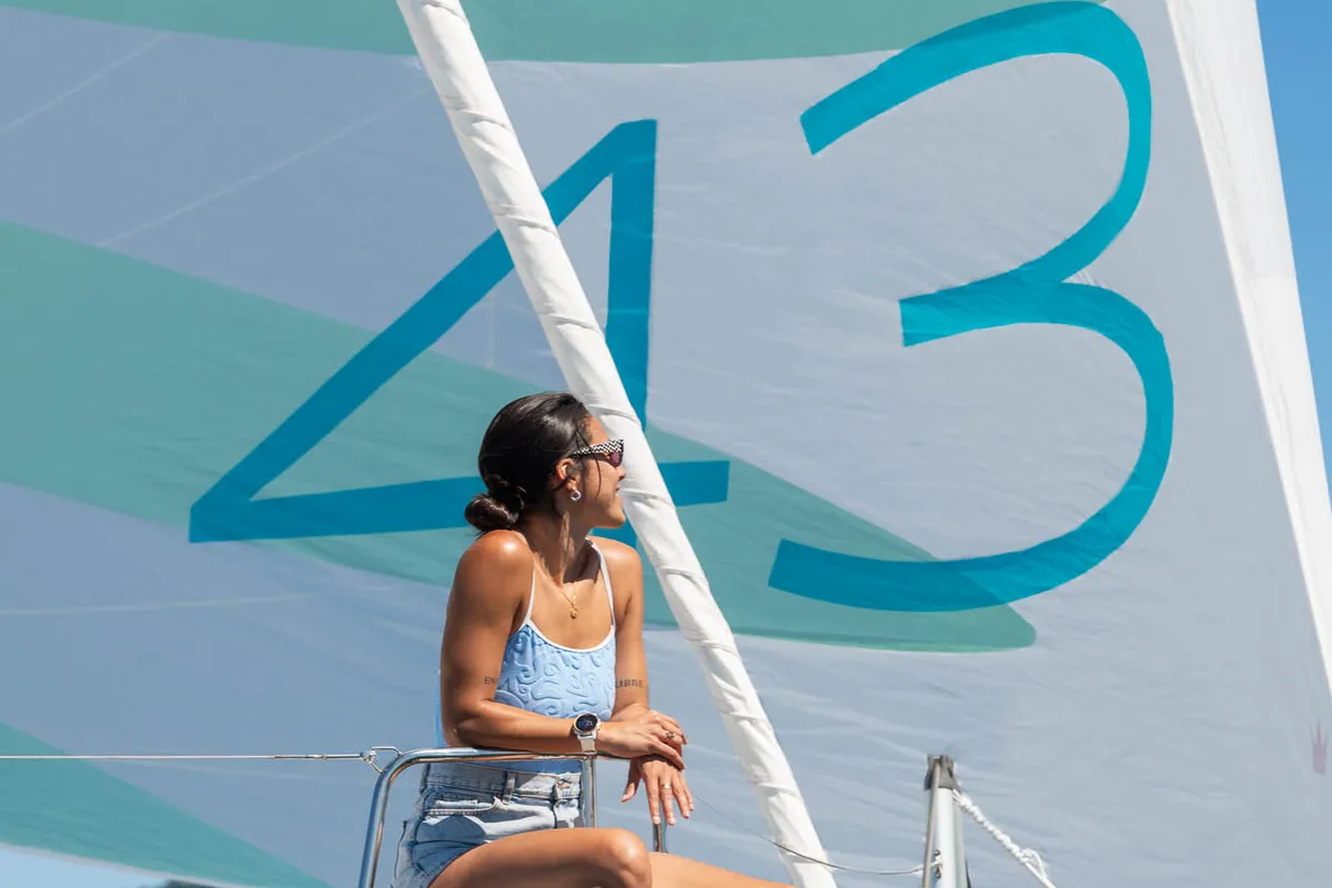 Deck of Lagoon 43, a catamaran at Seget Donji, Croatia