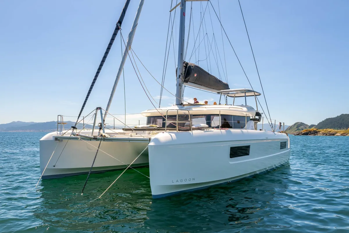 Exterior view of Lagoon 43, a catamaran at Seget Donji, Croatia