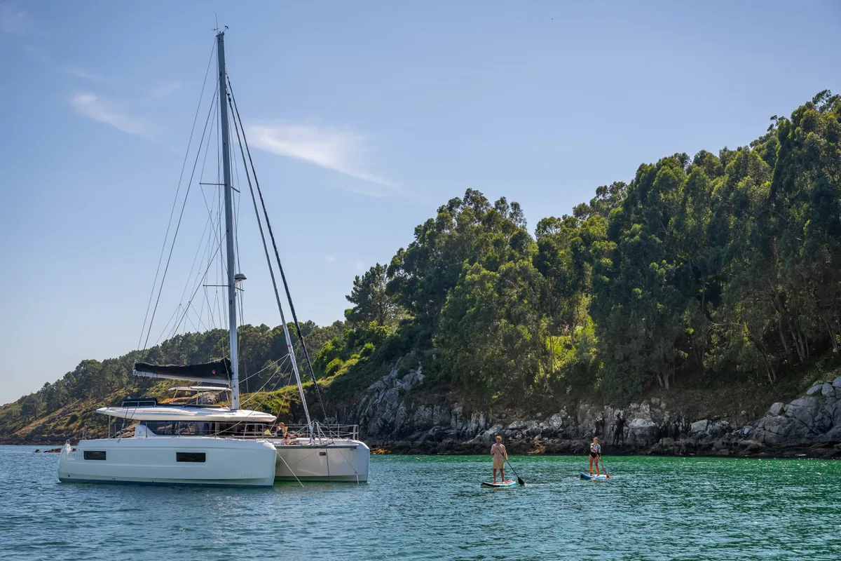 Exterior view of Lagoon 43, a catamaran at Seget Donji, Croatia