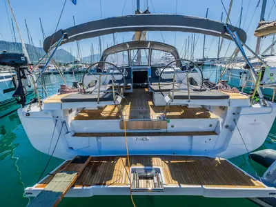 Cockpit of Pisch, a Hanse 460 sailboat at Grad Kaštela, Croatia