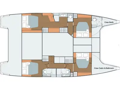 Floor plan of Izabella, a Fountaine Pajot Saba 50 catamaran at Municipal Unit of Lefkada, Greece
